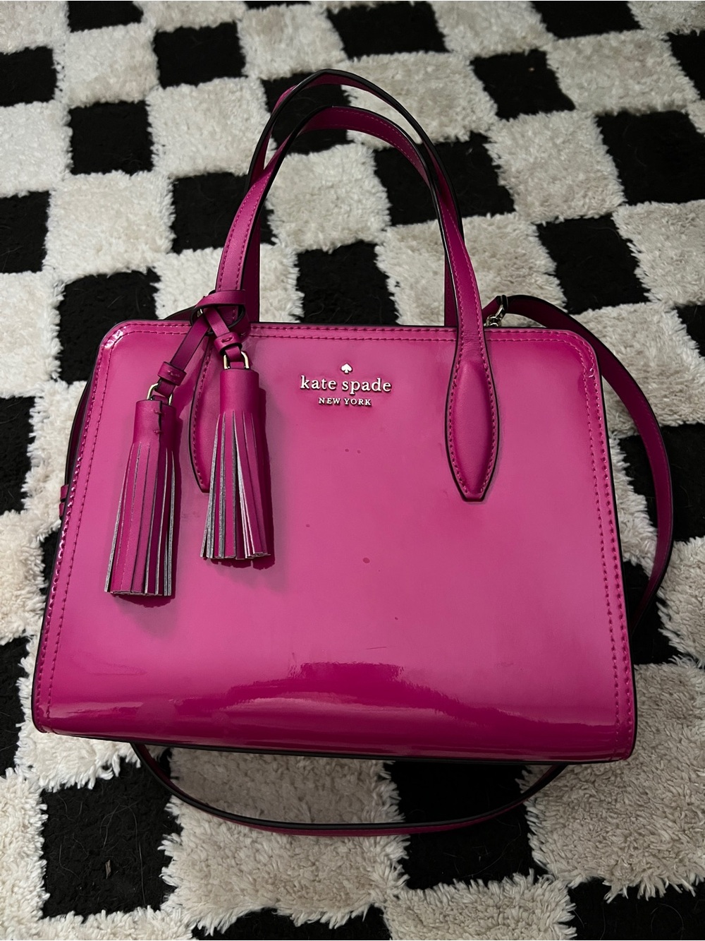 kate spade Patent Leather Satchel in Bright Fuchsia